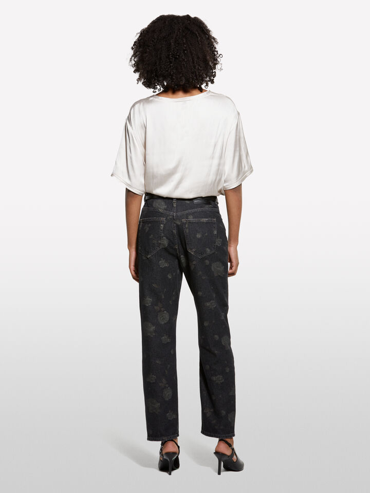 Jeans relaxed fit nero stampato - jeans larghi da donna - Nero | Sisley image number 2